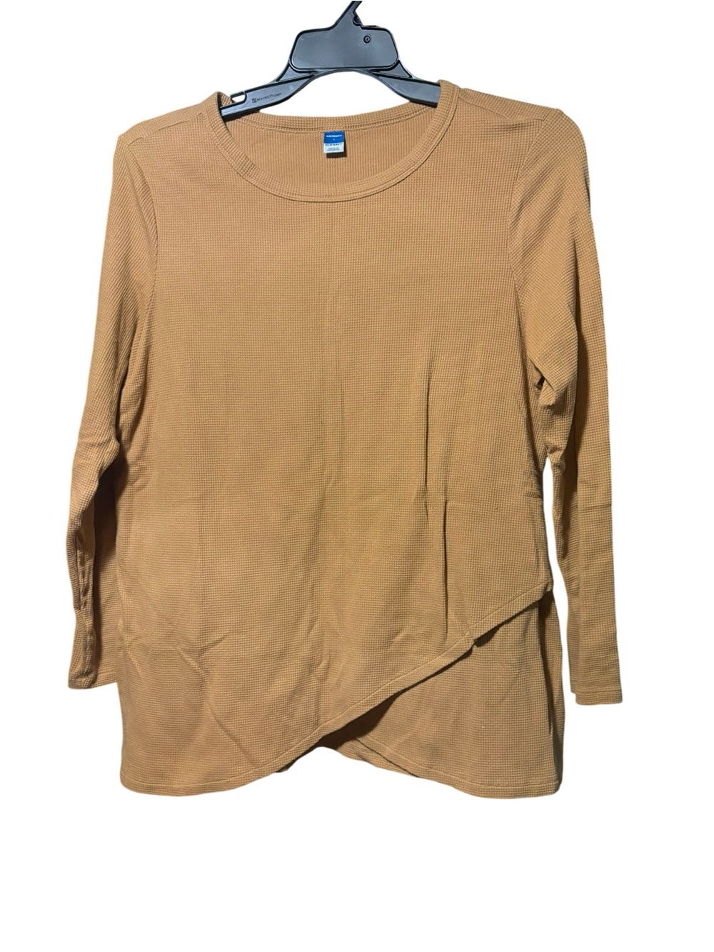 Old Navy Camel Long Sleeve Asymmetrical Hem Knit Top